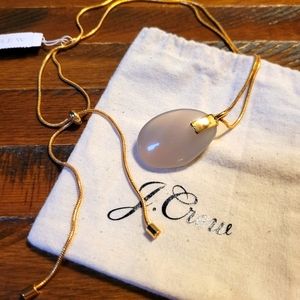 J Crew Rose Stone Pendant Necklace with Gold Chain
